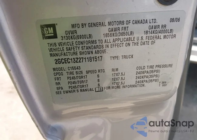 2GCEC13Z271181517: 43091832