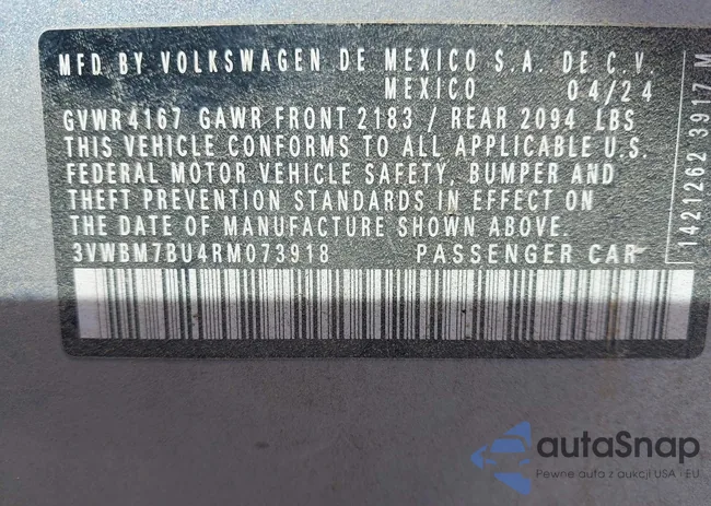 3VWBM7BU4RM073918: 43091862