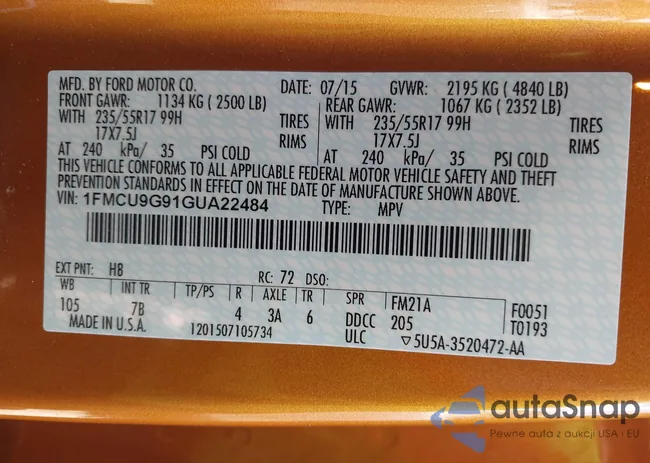 1FMCU9G91GUA22484: 43091872