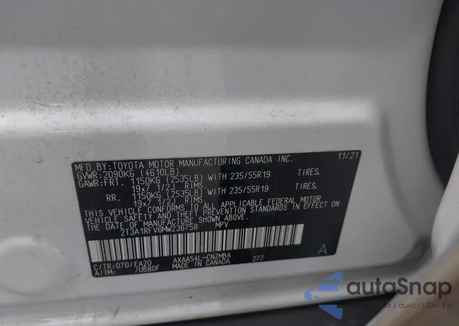 2T3A1RFV6MW236758: 43091941