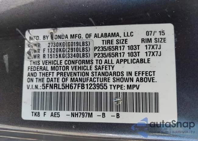 5FNRL5H67FB123955: 43092024