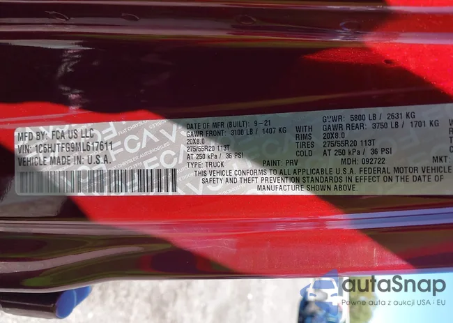 1C6HJTFG9ML617611: 43092093