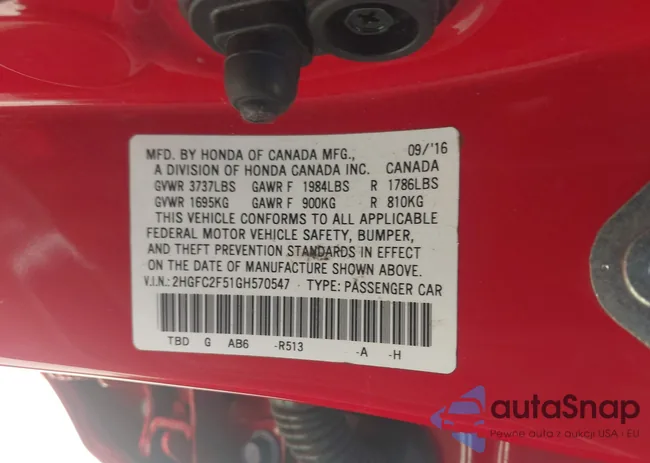 2HGFC2F51GH570547: 43093160