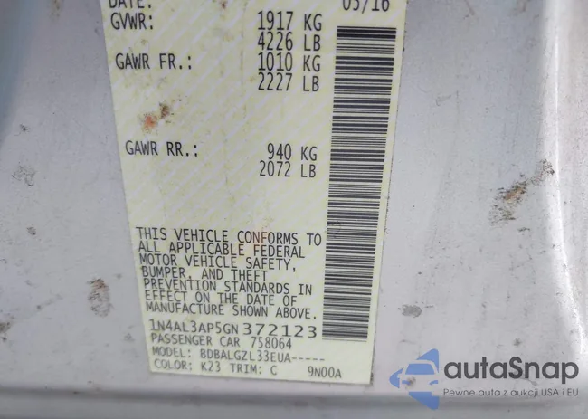 1N4AL3AP5GN372123: 43093217