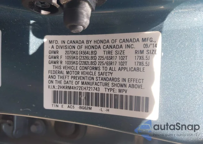 2HKRM4H72EH721743: 43093241