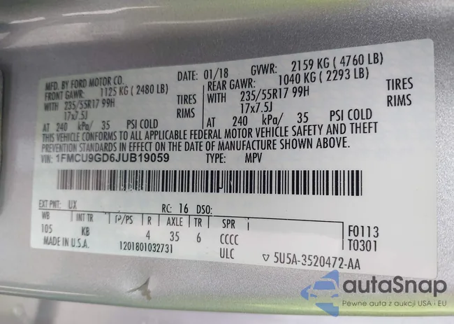 1FMCU9GD6JUB19059: 43093259