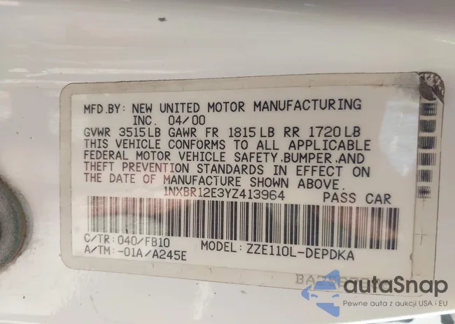 1NXBR12E3YZ413964: 43093323