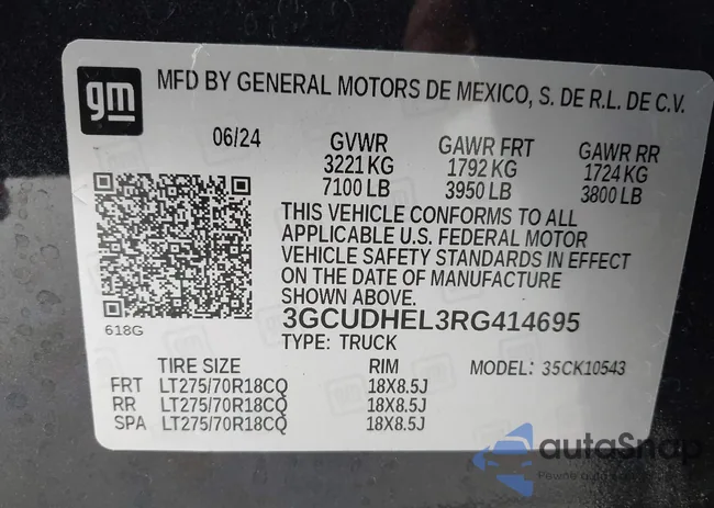 3GCUDHEL3RG414695: 43093375