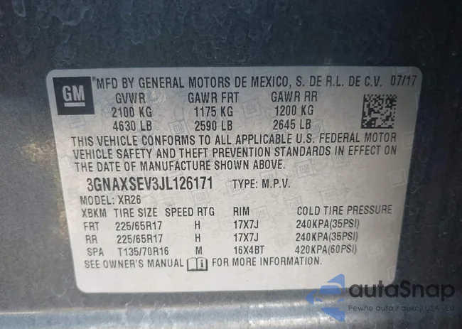 3GNAXSEV3JL126171: 43093395