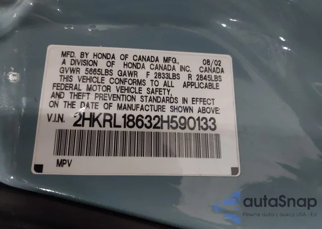 2HKRL18632H590133: 43093412