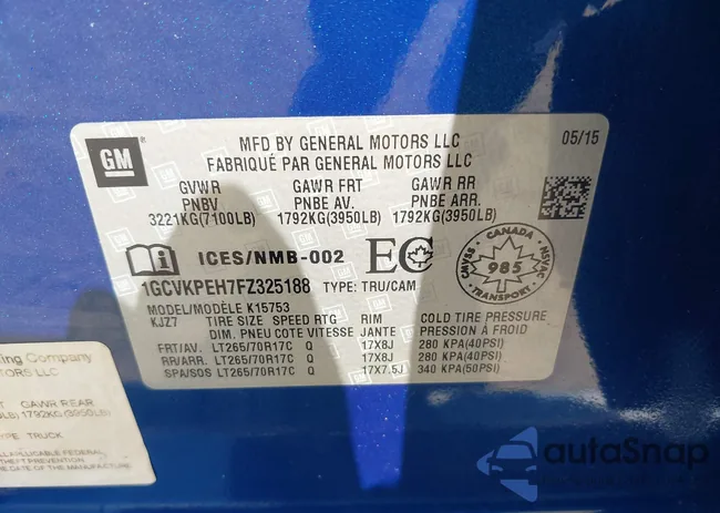 1GCVKPEH7FZ325188: 43093417