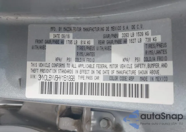 3MYDLBYV6HY151898: 43093523