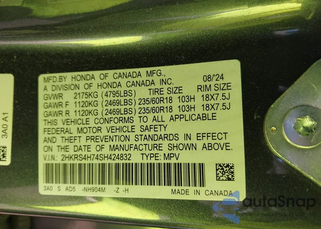 2HKRS4H74SH424832: 43093534