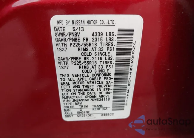 JN8AS5MT7DW534118: 43093544