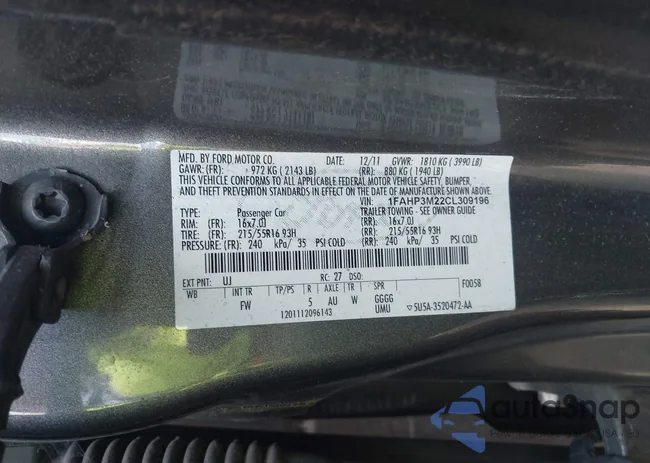 1FAHP3M22CL309196: 43093612