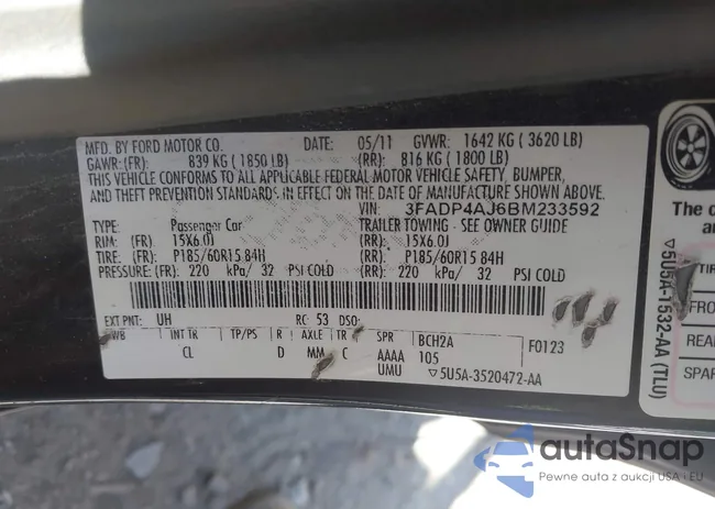 3FADP4AJ6BM233592: 43093684