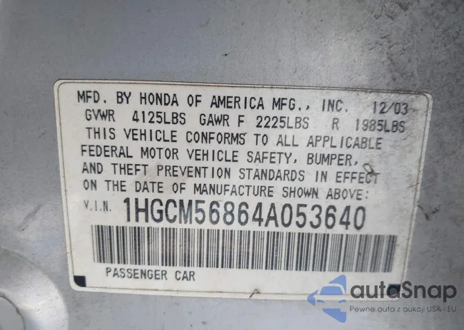 1HGCM56864A053640: 43092851