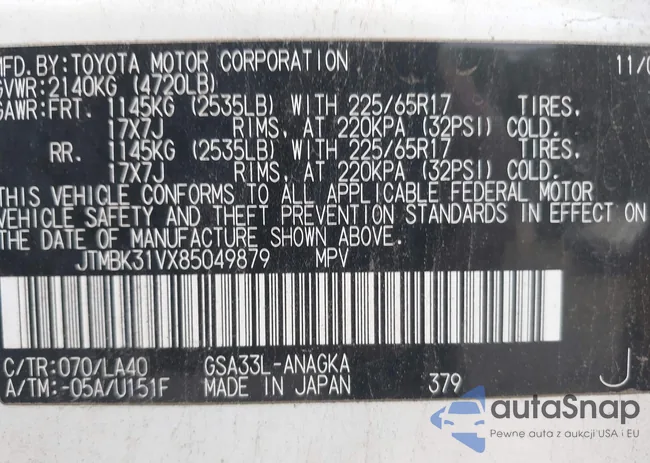 JTMBK31VX85049879: 43092892