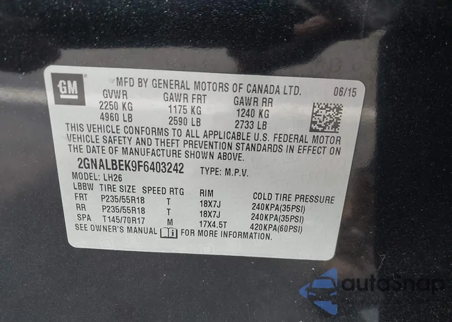 2GNALBEK9F6403242: 43092911