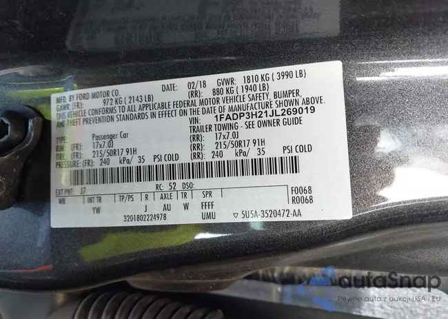 1FADP3H21JL269019: 43092924