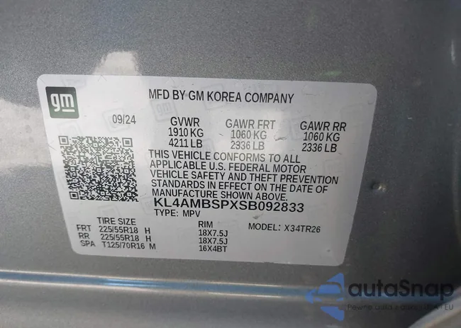 KL4AMBSPXSB092833: 43092962