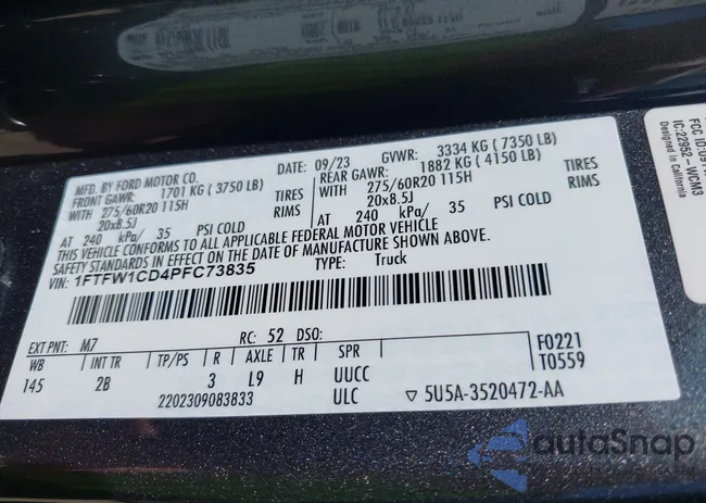 1FTFW1CD4PFC73835: 43092988