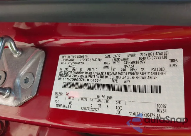 1FMCU9GD7HUD54564: 43094341