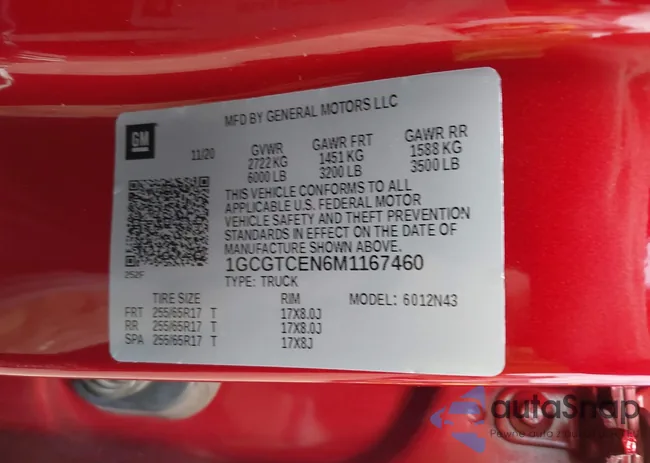 1GCGTCEN6M1167460: 43094624