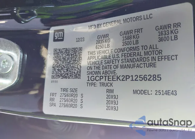 1GCPTEEK2P1256285: 43094631