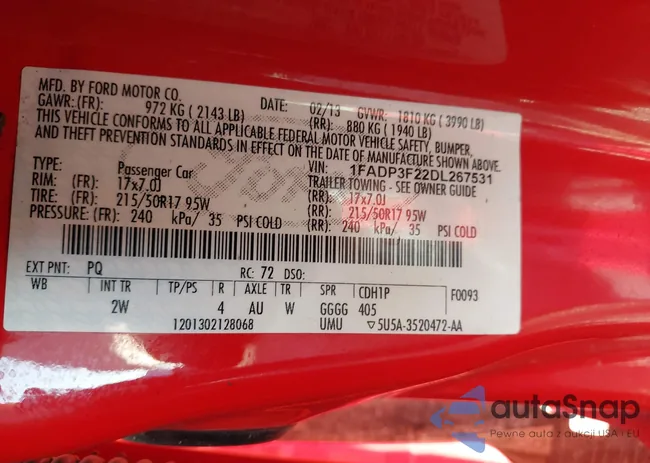 1FADP3F22DL267531: 43094636