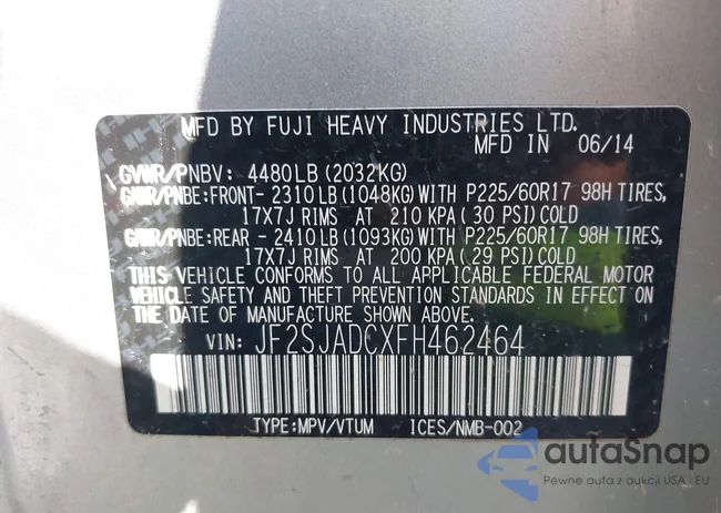 JF2SJADCXFH462464: 43094661