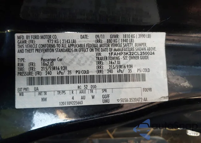 1FAHP3K22CL250024: 43094689