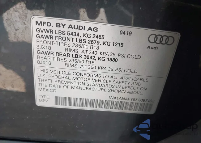 WA1ANAFY5K2097402: 43094714