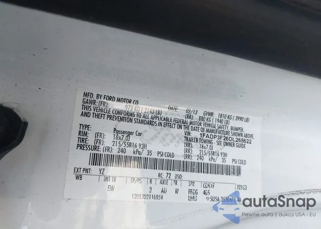 1FADP3F26DL265622: 43093737