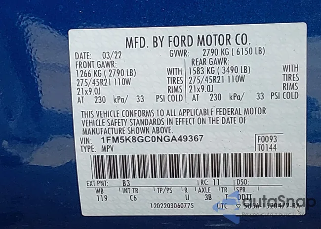 1FM5K8GC0NGA49367: 43093743