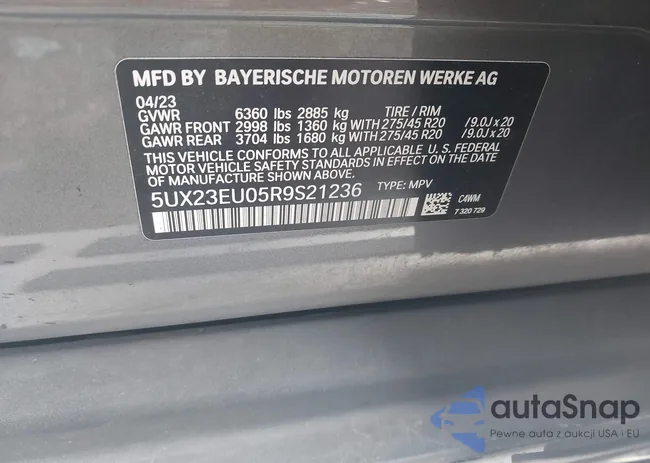 5UX23EU05R9S21236: 43093751