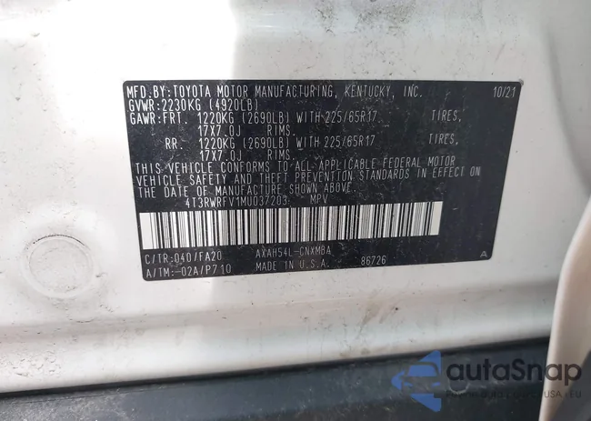 4T3RWRFV1MU037203: 43093805