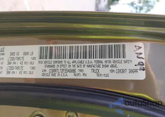 1C6RR7LT2FS546086: 43093820