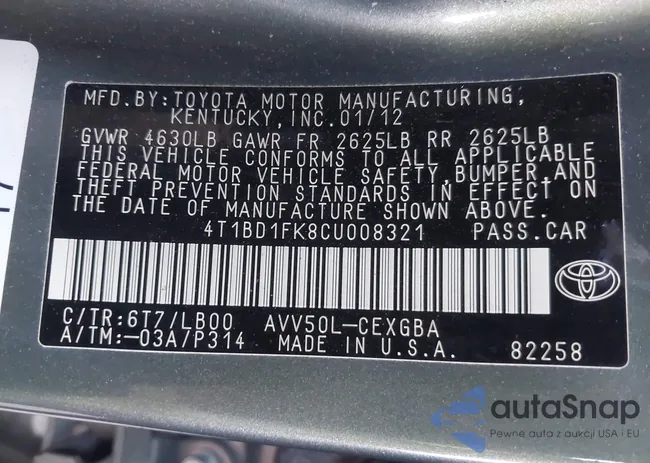 4T1BD1FK8CU008321: 43093845