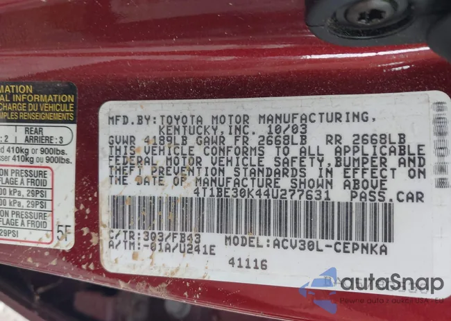 4T1BE30K44U277631: 43093887