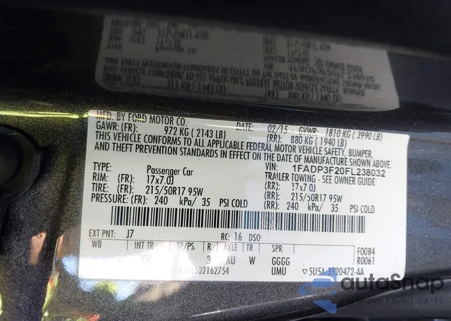 1FADP3F20FL238032: 43094036