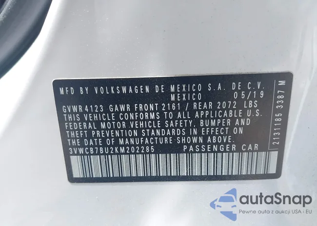 3VWCB7BU2KM202285: 43095200