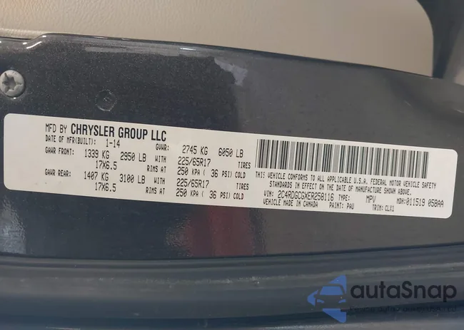 2C4RDGCGXER258116: 43095213