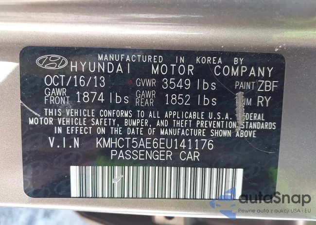 KMHCT5AE6EU141176: 43095352