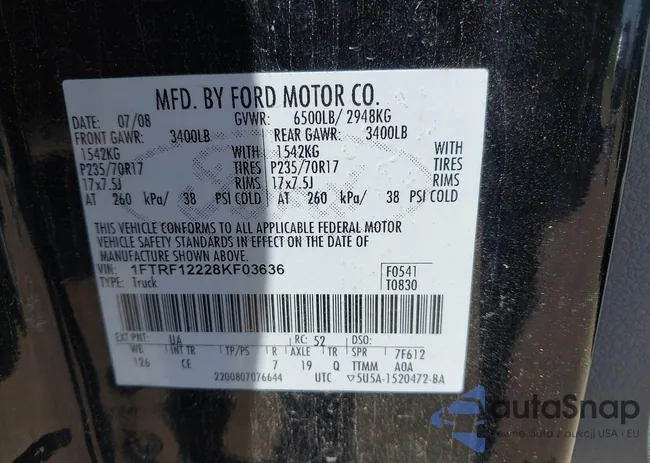 1FTRF12228KF03636: 43095361