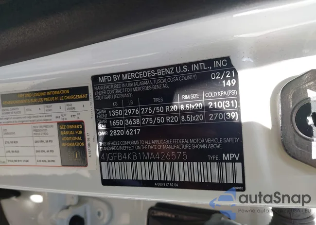 4JGFB4KB1MA426575: 43095438