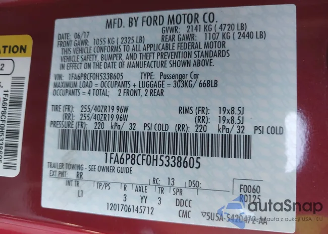 1FA6P8CF0H5338605: 43095457