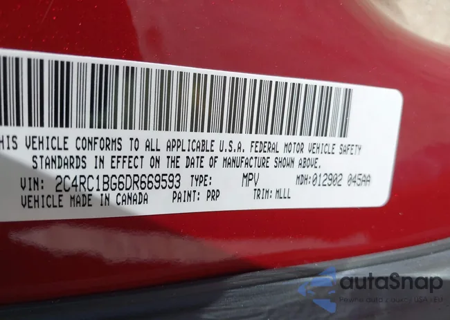 2C4RC1BG6DR669593: 43095539