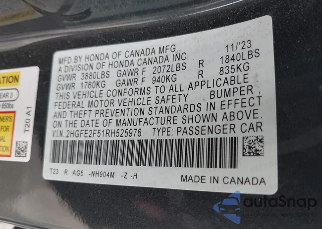 2HGFE2F51RH525976: 43094762