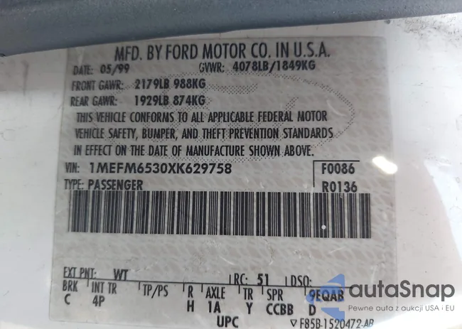 1MEFM6530XK629758: 43094777